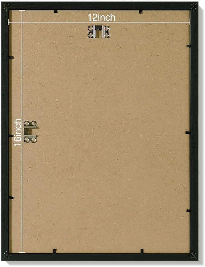 Vittanly 12x16 Picture Frames Set of 9, Shatter Resistant Plexiglass, Display 11x14 Pictures with Mat or 12x16 without Mat, Photo Frames for Wall Mount, Engineered Wood, Black