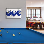 Blue 8 Ball Poster, Lucky Me Lucky You Lucky Us Quote Canvas Wall Art, Playful Billiards Balls Picture Print, Retro 8ball Pool Painting for Bar Cart Game Room Man Caves Wall 8x12in Wrapped Canvas