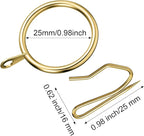 Hotop 60 Pieces 0.98 Inch Metal Drapery Curtain Rings Curtain Hanging Rings and 60 Pieces Metal Curtain Drapery Pin Hooks for Window Door Shower Curtain (Gold)