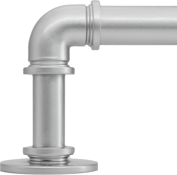 Silver Curtain Rods 18 to 45 in,Wraparound Curtain Rods,Adjustable Length,1 in Diameter Pipe,Wall or Ceiling Mounted,for Bedroom and Living Room (Silver 18” to 45”)