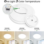 hepside 12Inch Flush Mount Light Fixture White, 28Watt, Dimmable & 3000K-4500K-6000K 3 Color Selectable Flush Ceiling Light Fixture 3200LM Low Profile Ceiling Light for Kitchen Bedroom Hallway Porch