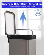 Bathroom Trash Can with Lid，5 Liter / 1.3 Gallon Small Trash Can with Removable Liner, Soft Close lid & Step Pedal, Stainless Steel Trash Bin for Bathroom,Bedroom,Home Office, Kohler Grey