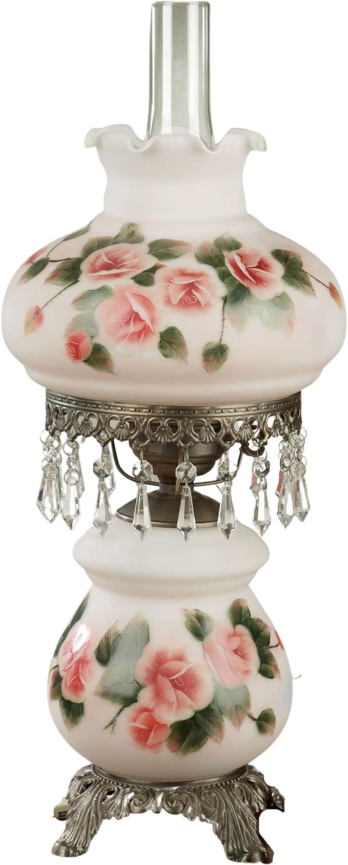 Touch of Class Adelaide Hurricane Style Table Lamp - Victorian Aesthetic - Scalloped Glass - Antique Parlor Lamp