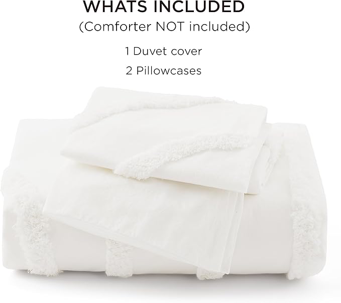 Bedsure Cotton Duvet Cover Queen Size - Tufted Arch Design Duvet Cover Set, 3-Piece Shabby Chic Boho Bedding, Soft and Breathable Bedding Set for All Seasons (Beige, Queen, 90"x90")
