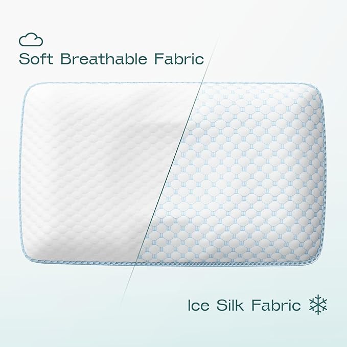 Memory Foam Bed Pillow for Pressure Relief - Memory Foam Neck Pillow with Removable Cooling & Soft Cover – Two-Sided, Contour Orthopedic Bed Pillow for Side Back Stomach Sleeper