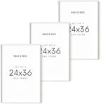 HAUS AND HUES White Poster Frames 24 X 36 Inches - Set of 3 Large Picture 24x36, Frame Sets for Wall Collage 24x36 Wood, Gallery 24x36 (White Oak Frame) 24x36 in