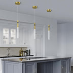 Pendant Lights Kitchen Island Light Fixtures Dimmable LED Modern Pendant Light with Bubble Crystal Pendant Lighting for Kitchen Bedroom Hallway Entryway (Gold 2-Pack)