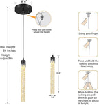 Modern Pendant Lights Kitchen Island Black Crystal Mini Pendant Light with Dimmable LED 2700K-6000K,Bubble Crystal Chandelier Dining Room and Bar - 1 Pack