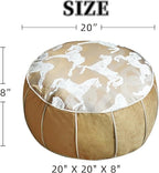 Unstuffed Pouf Cover Ottoman Footrest Animal Foot Stool Floor Bean Bag Floor Chair Storage for Living Room Bedroom Home Decor (Brown, 20 x 20 x 8 Inches Round)