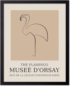 Poster Master Vintage Poster - Retro Minimalist Print - Gift for Artist, Housewarming - Flamingo, Line Drawing, Sketch, Abstract - Wall Decor for Living Room, Bedroom, 16x20 Black Framed