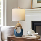 OYEARS 19" Boho Bedside Lamps Set of 2, Suitable for Small Spaces, Blue Table Lamps for Living Room & Coastal Farmhouse End Tables