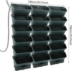 Self-Watering Wall-Mounted Planter, Vertical Garden Planter Set with 18 Pots, Stackable Plant Grow Pots with Electronic Timer for Growing Veggies, Fruits, Herbs, Flowers.