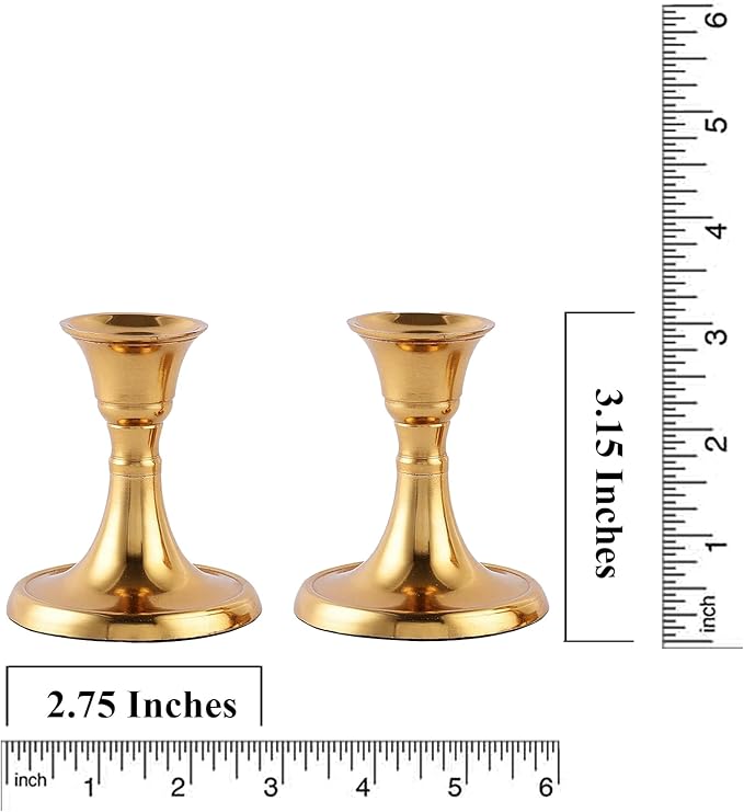 Rely+ Candlestick Holders Set of 2 Mini Stand Dinning Table Centerpiece Candle Holders Taper Candlesticks Holders Decor Home Candle Holder for Mantel Decorations (Gold)