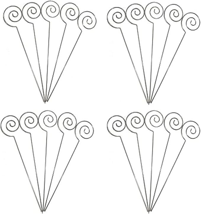 HOHIYA 50pc Floral Card Holder Pick Stick Wire Clip Photo Picture Centperieces Memo Note Clamp Clay Cake Accessories Silver 5 Inch