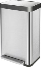 50 Liter / 13 Gallon Trash Can, Fingerprint Proof Stainless Steel Kitchen Trash Can with Removable Inner Bucket, Step Trash Bin for Home Offices and Public Areas