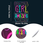 WLHOPE Beautiful Girl You Can Do Amazing Things Neon Signs for Wall Decor Adjustable LED Lights Decorations for Home Bedroom Birthday Party Best Gift for for Teen Girl