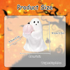 Halloween Ghost Figurine with Holding Pink Pumpkin, Funny Resin Ghost Statue Halloween Decor for Bookshelf, Terrace, Bedroom,Porch and Tabletop