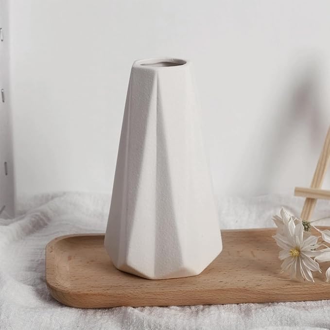 Modern White Small Ceramic Vase Set of 6 for Living Room Bedroom Office 5.9'' Minimalist Fresh Flower Vases for Home Decor Fireplace Centerpieces Nordic Style Gift for Fake Plant 6 Pack