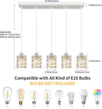 Brushed Nickel Pendant Lights for Kitchen Island, 5-Light Chandelier for Dining Room, Hanging Linear Chandeliers, Modern Dining Room Light Fixtures Pendant Light with Clear Glass Shades