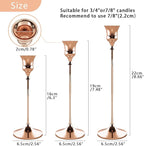 Candlestick Holders Rose Gold, 3 Packs Taper Candle Holder for Candlesticks, Candle Sticks Holder Decor for Home Decor