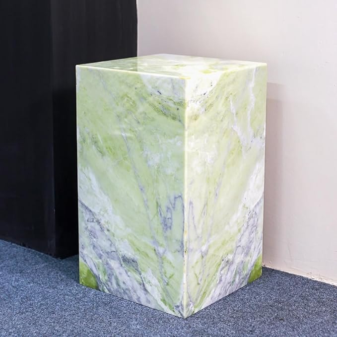 Luxury Marble Side Table,Square End Table for Modern Sofa and Bed, Living Room, Sofa, Bedroom(Fende Green)