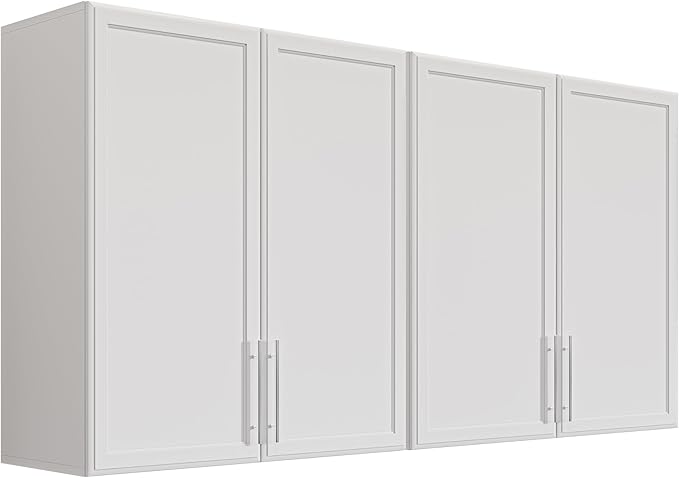 FIMELLO 60" Laundry Room Wall Cabinets with Adjustable Shelf, Large Wall Storage Cabinet, White Wall Cabinet with Doors, Upper Kitchen Cabinet, Cabinets for Laundry, Bathroom, Kitchen -White