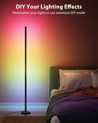 2PCS RGB Floor Lamp, Bluetooth APP and Remote Control 65" Smart Modern Standing Lamp Music Sync 16 Million DIY Colors Changing LED Floor Lamp with Heavy Base