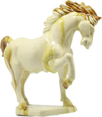 Ceramic Horse Sculpture -8 inch Hand Made -Tang Tri-Color Cultural Art Piece,Museum Collection Inspired Home and Office Decor (Ivory)