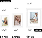 Picture Frames Set of 10 White, Bulk MDF Frames for 8x10, 5x7, 4x6 Photos Real Glass for Wall or Tabletop