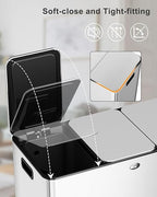 60L/15.9 Gal Gallon Three-Compartment Pedal Stainless Steel Kitchen Recycling Trash Can with Odor Seal, Hands-Free Foot Operated Waste Bin for Home, Office, Restaurant, School, Hospital