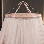 Kertnic Luxurious Bed Canopy for Girls & Adults - Double Layer Princess Canopy with Lace, Round Dome Mosquito Netting for Queen/King Bed Tent (Pink)