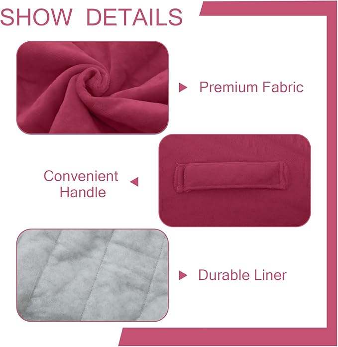 MeMoreCool Square Stuffed Pouf Ottoman Foot Rest, Floor Pouf Foot Stool with Foam Chunk Filling, Soft Stuffed Ottoman Footrest for Living Room, Magenta