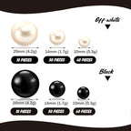 200 PCS Black White Vase Fillers, Pearls Bead for Centerpieces Vases, 10/14/20 MM No Hole Beads, Fake Pearls for Wedding Birthday Anniversary Theme Party Table Centerpieces Decor