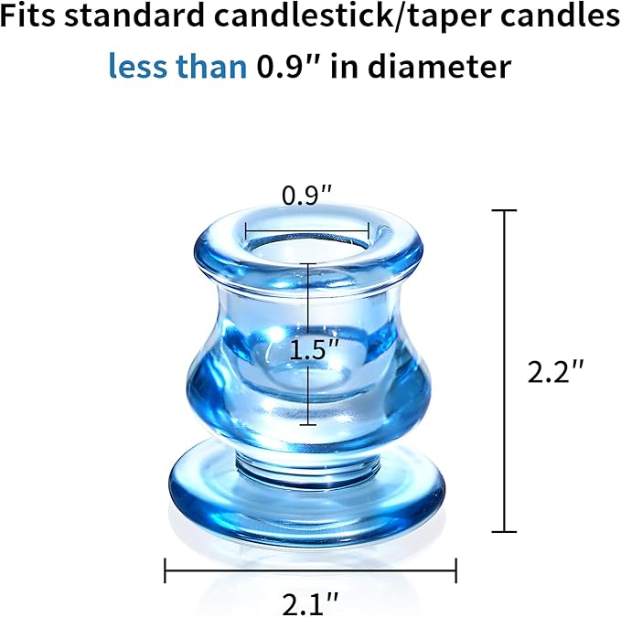 12pcs Blue Candlestick Holders, Blue Glass Candle Holders for Pillar Candles, Taper Candle and Tealight Candles, Taper Candle Holders for Wedding, Table Centerpiece