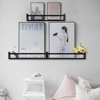 AZSKY Classic Nursery Book Shelves Black Wooden Floating Shelves Wall Bookshelf for Bathroom Decor Kitchen Spice Rack Organizer Kids Room 24 Inch Set of 3