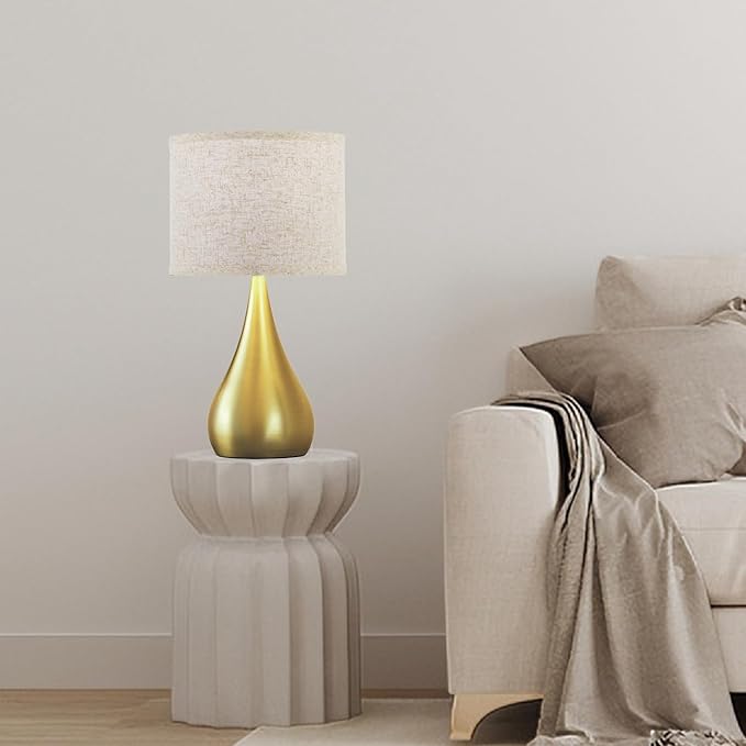 18.1'' Modern Touch Lamps for Nightstand Set of 2 with 3 Way Dimmable, Table Lamps for Living Room, Office, Bedside Lamps with Heavy Iron Base, Touch Switch, Bulb Included, Gold