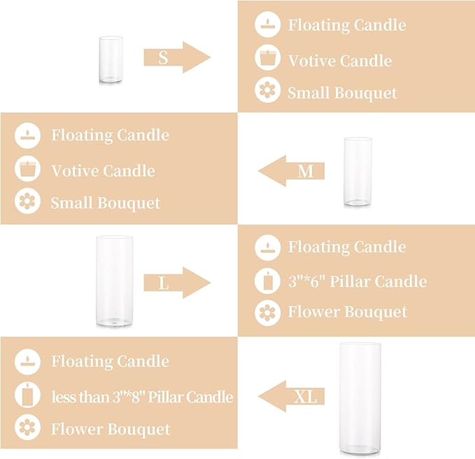 Glasseam Hurricane Glass Candle Holders: 30 Pcs Cylinder Glass Pillar Candle Holder Set for Table Centerpiece Clear Cylinder Vase Bulk Hurricane Vases for Centerpieces Wedding Party Christmas Decor