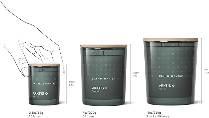 Skandinavisk ARKTIS 'Artcic' Scented Candle, Special Edition, Scent Notes: Windswept Woods and Arctic Sage, Spearmint and Snowflakes, Vegan Formula, 2.3 oz.
