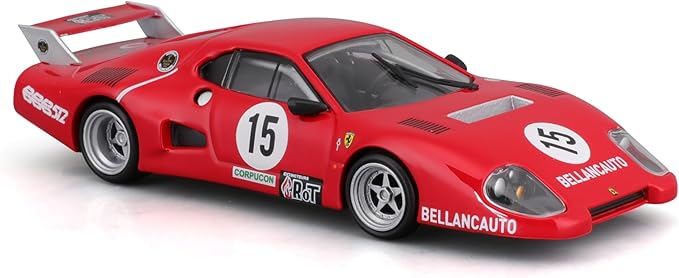 1:43 B18-36308 F-errari LaFerrari Racing 512 BB (II Serie) 1981, Red #15 Alloy Car Die Cast Car Model (512 BB 1981, #15)