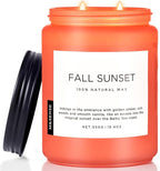 M&SENSE Fall Sunset Amber Scented 19.4oz 110 Hours Long Lasting Slow Burning Candle for Housewarming, Large Natural Soy Organic Relaxing Aromatherapy Candle Gifts for Women Men
