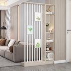 Wall Room Divider, Storage Cabinet Storage Display with Shelves, Modern Freestanding Wood Room Divider Screen, Wall Privacy Screens for Home Decorative (Beige+White,43.3" L x 9.5" W x 79.5" H)