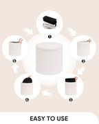 B FSOBEIIALEO Ottoman with Stroage, Round Sherpa Storage Ottoman Stool, Boucle Foot Rest 16.9"x16.9"x17.7"（White