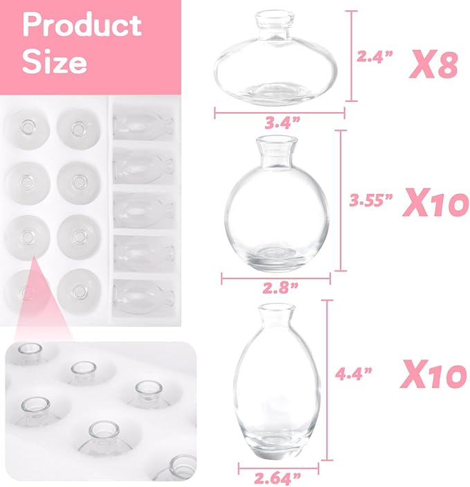 28 Clear Bud Vases in Bulk, Glass Small Bud Vase for Centerpieces, Mini Bud Vase Set for Flowers, Vintage Vases for Rustic Wedding Decorations, Table Decor Flower Bedroom Party Home Decor