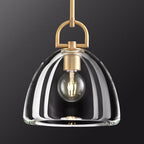 Modern Crystal Brass Pendant Light Fixture, 11" Crystals Pendant Lights Kitchen Island, Modern Island Lights for Kitchen, Farmhouse Crystal Dome Pendant Light for Hallway Dining Room Bedroom