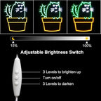 Cactus Cat Neon Sign Funny Animal LED Signs for Wall Novel Potted Plant Neon Light Dimmable Cartoon Neon Lights Signs for Bedroom Man Cave Porch Party Decor USB Powered