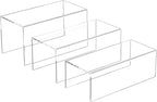 Clear Display Risers Shelf 3pcs, Countertop Rectangular Acrylic Display Storage Organizer, Acrylic Stands for Funko Pop Figure, Cosmetics, Bags, Shoes, Toys, Collectibles - 12- 4'', 5'', 6''