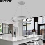 Room Decor Modern LED Chandelier 23.62'' Dimmable 1-Ring Chandelier 76W Circular Pendant Light for Dining Room Kitchen Island Bedroom, 6000K, Silver UL Listed