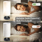 Bedside Table Lamps, Table Lamp for Bedroom, Lamps for Night Stands with Linen Lampshades, Small Table Lamp for Living Room, Office (Bulb Excluded) (Black)