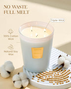 M&SENSE Large Soy Candle Linen Breeze Scented 35oz 150H Burn Time Long Lasting, 3-Wick Natural Aromatherapy Candle, No Toxic Candle Home Fragrance Housewarming Gifts