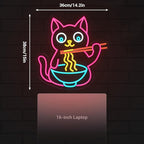 Ramen Cat Neon Sign for Wall Decor, Cute Cat Neon Sign Ramen LED Signs for Wall Art Decor Restaurant Home Bar Kitchen Dining Bedroom Art Decor Christmas Gifts